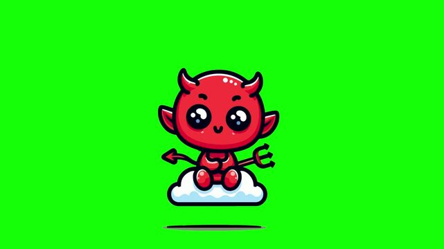 red devil cartoon 2d looping animation with green screen