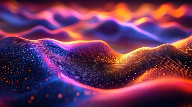 Dynamic data visualization of a complex quantum computing system its algorithms represented through vibrant abstract patterns