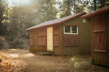 old wooden house in the woods