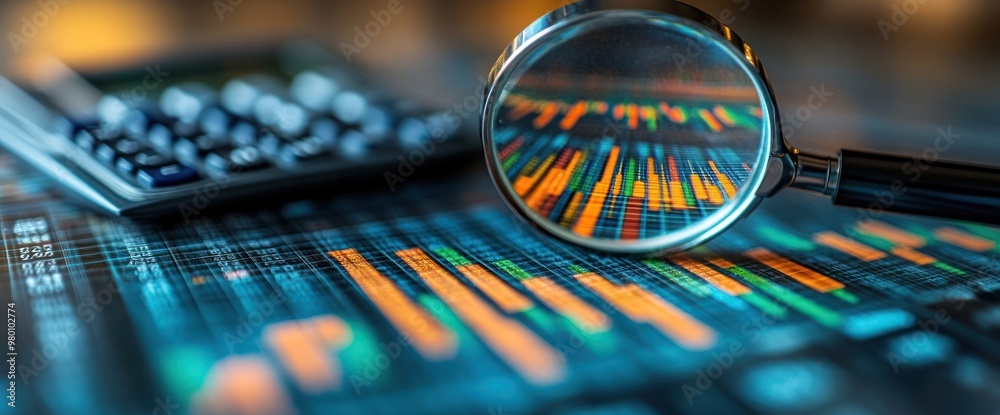 Wall mural Magnifying Glass Over Charts