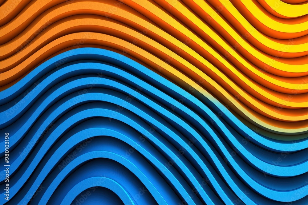 Sticker Abstract Curved Pattern in Yellow, Orange, and Blue