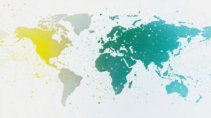 Obraz premium Abstract white background with Colorful business connection of line from nail node to node on world map background Innovation network points Earth's surface