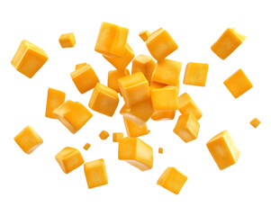 Background of mango cubes on transparent background