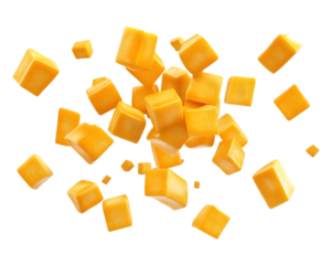 Background of mango cubes on transparent background
