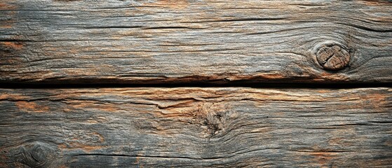Detailed texture of a weathered rustic wood plank surface against a plain neutral background