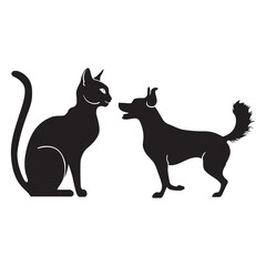 This is a simple black and white illustration of a cat silhouette.