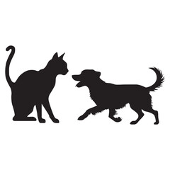 This is a simple black and white illustration of a cat silhouette.