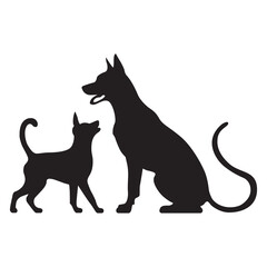 This is a simple black and white illustration of a cat silhouette.