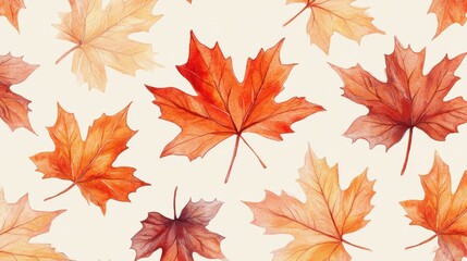 Fototapeta premium Watercolor collection of autumn maple leaves and red,yellow,Hand drawn nature design elements isolated on white background,Hand paint,Perfect for creating cards, design,copy space.