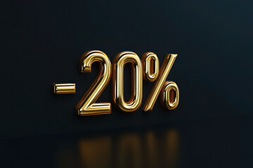 luxurious 20 percent discount in gold on elegant black background