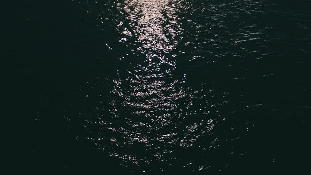 月の光を照らす夜の海