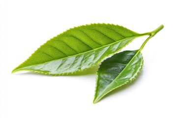 Obraz premium Green tea leaf isolated on white background, ai
