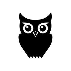 Simple Owl Silhouette Icon Representing Nocturnal Wildlife, Forest Creatures, and Minimalist Nature