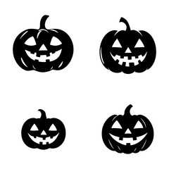 Halloween Jack-O'-Lantern Icons Representing Spooky, Pumpkin, and Holiday Themes