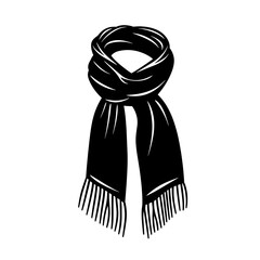 Simple Black Scarf Icon Representing Winter Wear, Cold Weather, and Cozy Accessories