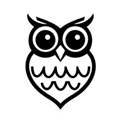 Simple Owl Icon with Heart-Shaped Outline Representing Nocturnal Wildlife, Forest Creatures, and Nature Symbolism