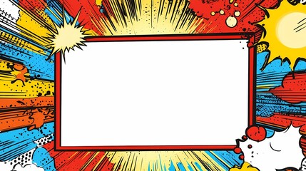 Fototapeta premium Retro Comic Book with Blank, Comic cartoon pop art, White Square Frame with a Comic Book Style Background