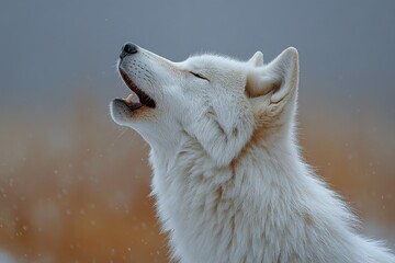 Obraz premium Arctic Wolf Howling in Snow