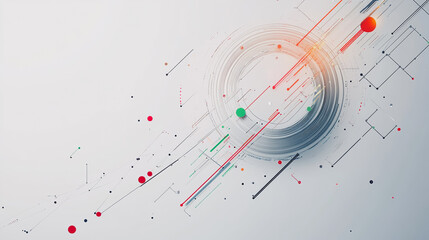 Abstract white background with Colorful circle lines. Digital future technology . Abstract business connection of lines from nodes innovation of communication in the network.