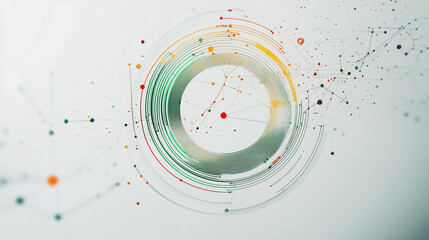 Naklejka premium Abstract white background with Colorful circle lines. Digital future technology . Abstract business connection of lines from nodes innovation of communication in the network.