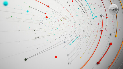 Abstract white background with Colorful geometric and circle lines. Digital future technology . Abstract business connection of lines from nodes innovation of communication in the network.