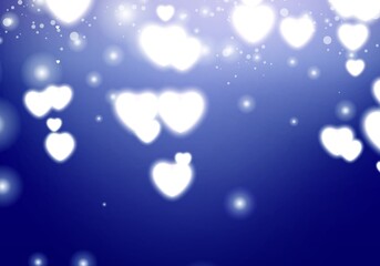 Celestial Display of Heart-Shaped Bokeh Lights in a Deep Blue  Background 