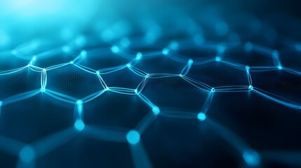 Obraz premium Abstract Blue Network of Interconnected Hexagons
