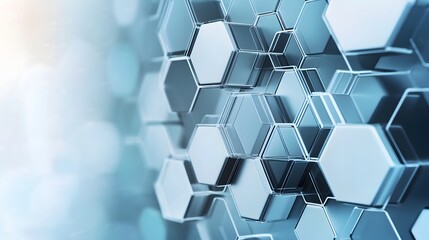 Abstract Geometric Pattern of Blue Hexagonal Shapes