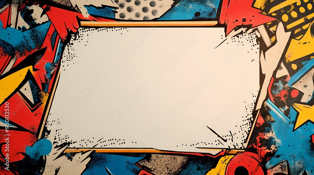 Wall mural Abstract Comic Book Style Background with a White Frame