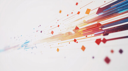 Fototapeta premium Abstract white background with Colorful geometric and circle lines. Digital future technology . Abstract business connection of lines from nodes innovation of communication in the network.