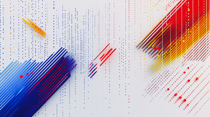 Fototapeta premium Abstract white background with Colorful geometric and circle lines. Digital future technology . Abstract business connection of lines from nodes innovation of communication in the network.