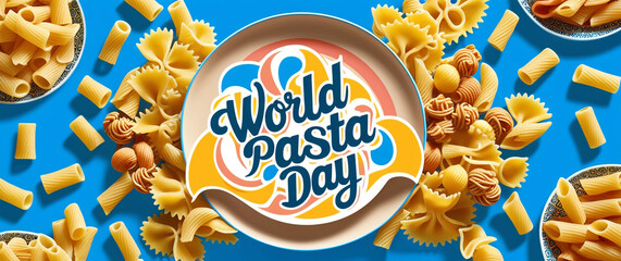 Variations of pasta and "World Pasta Day" text