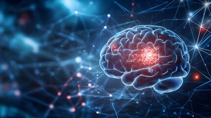 Fototapeta premium A Digital Representation of a Human Brain with a Network of Connections