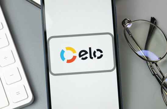 New York, USA - 30 August 2024: elo card Logo on Phone Screen, Company Icon on Display