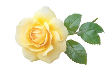 Fresh beautiful yellow rose isolated on white background with clipping path, ai