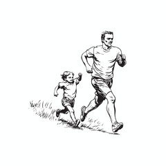 father running with their child vector logo
