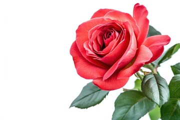 Red Rose Flower. Red Rose against on isolate white background. clipping path, ai