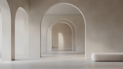 Fototapeta premium Graceful Arch in Minimalist Space, a stunning display of architectural elegance highlighted by a smooth arch within a simplified and tranquil environment
