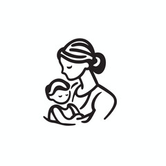 mom caring their baby vector