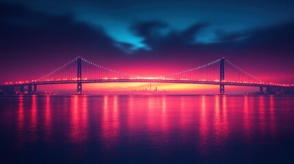 Naklejka premium Bridge over Water at Sunset