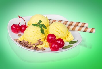 Sweet Homemade Ice Cream in a Bowl