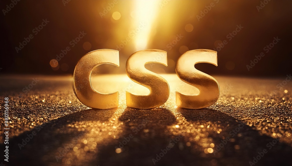Poster stylish golden letters representing css language