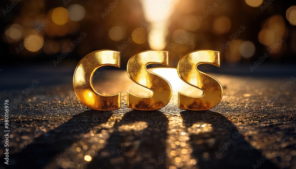 Poster golden css letters with bokeh background