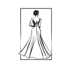 Fototapeta premium abstract women wearing wedding dress vector logo