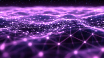 Fototapeta premium Abstract Purple Network of Glowing Lines and Points
