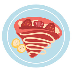 Sweet Crepe with Strawberries and Cream