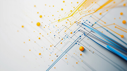 Abstract white background with Colorful geometric and circle lines. Digital future technology . Abstract business connection of lines from nodes innovation of communication in the network.

