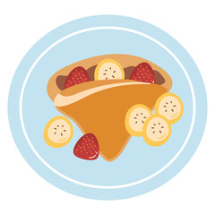  Crepes Stuffed with Strawberries and Bananas illustration