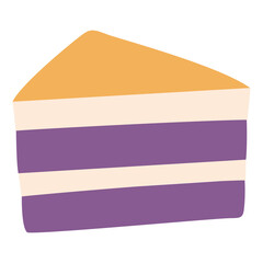 Slice Of Ube Biko Cake With Yema Topping