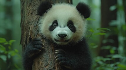 Fototapeta premium Adorable Panda Cub in the Forest